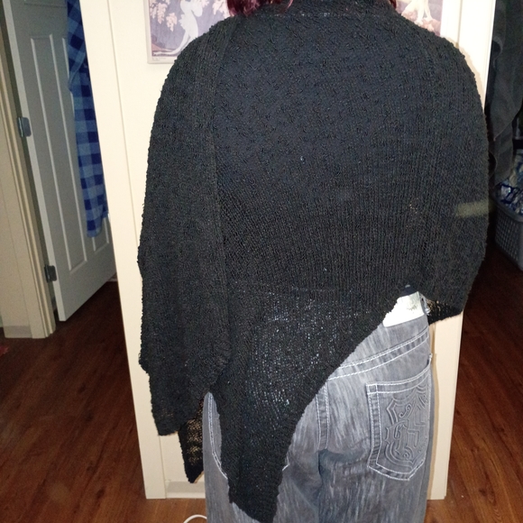 Coldwater Creek Black Open-Knit Poncho - Picture 2 of 2